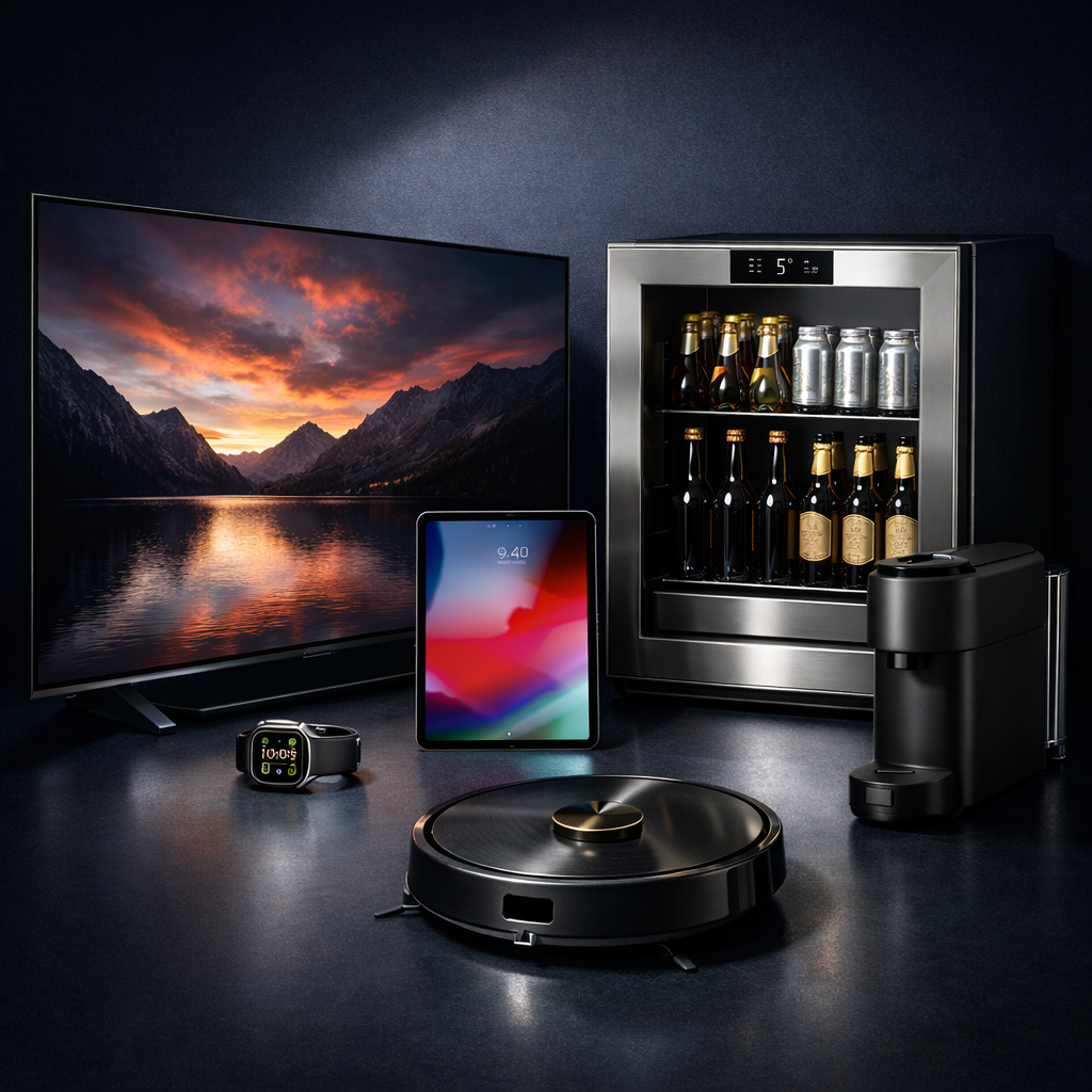 Prêmios disponíveis: Smart TV 55 polegadas, iPad, Apple Watch, Cervejeira, Robô Aspirador e Cafeteira Nespresso